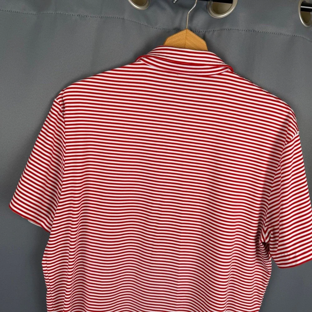 Polo Ralph Lauren Mens Performance Polo Shirt Large Red White Striped Golf Top